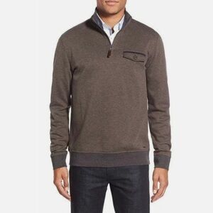 Ted Baker London Mens Size 6 / XXL 'Newbevy' Quarter Zip Sweatshirt Brown